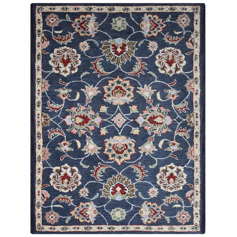 Classical Hand Tufted Wool Eco-Friendly Area Rugs - Rectangle, Charcoal Color, Oriental Design, High Pile Thick Handmade Anti Skid Area Rugs for Living Room, Bed Room