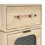 Table d'appoint rotative Natural Color Robot - Table de rangement en panneau de fibres à densité moyenne avec porte et tiroir en verre givré