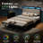 Tryston Queen Size Bed Frame With Footstool,upholstered Headboard,led Lights,Cream-1601692872-1601692874