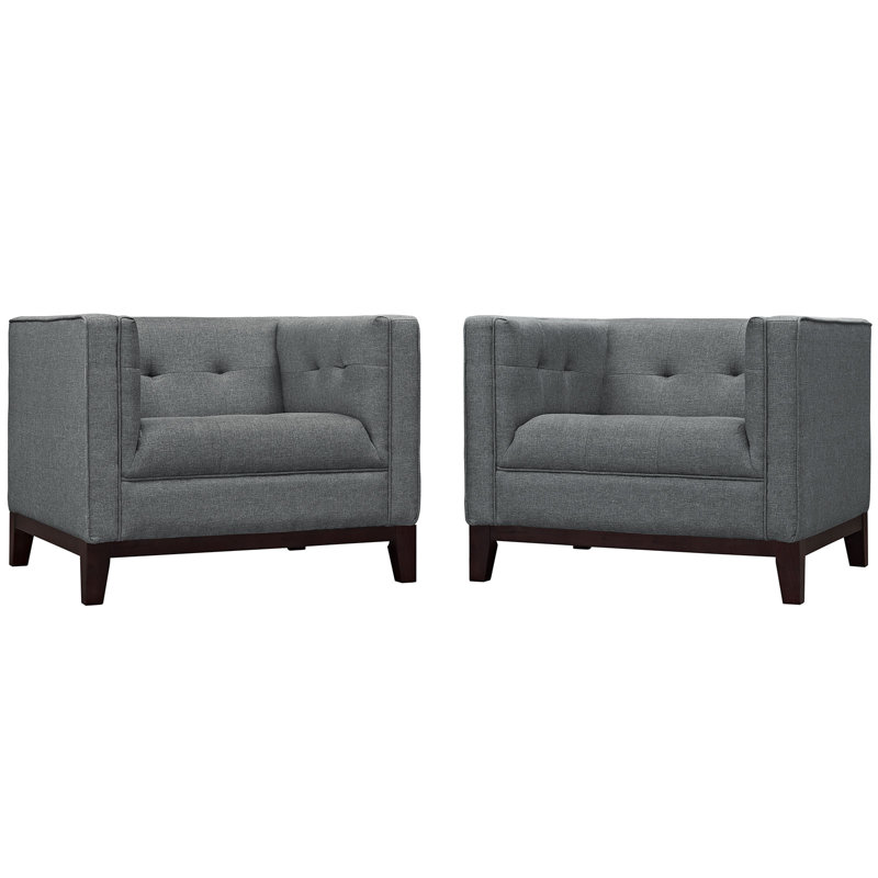 Modway Serve Tufted Armchairs, Gray Performance Velvet