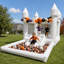 Château gonflable blanc de 13 pi avec toboggan et fosse à balles, château gonflable pour enfants avec ventilateur en tissu Oxford pour les fêtes d'anniversaire, la cour et les jeux d'intérieur