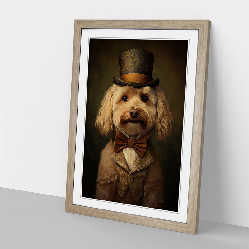 Cockapoo Victorian Framed Print, 46cm H x 34cm W x 2cm D, Oak Framed