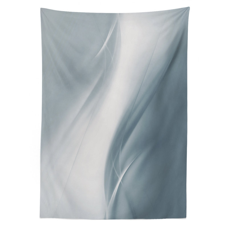 Grey Tablecloth, Soft Abstract Digital Print Design In Purity Inspired Concept Style Urban Modern, Rectangular Table Cover For Dining Room Kitchen Decor, 52" X 70", Grey