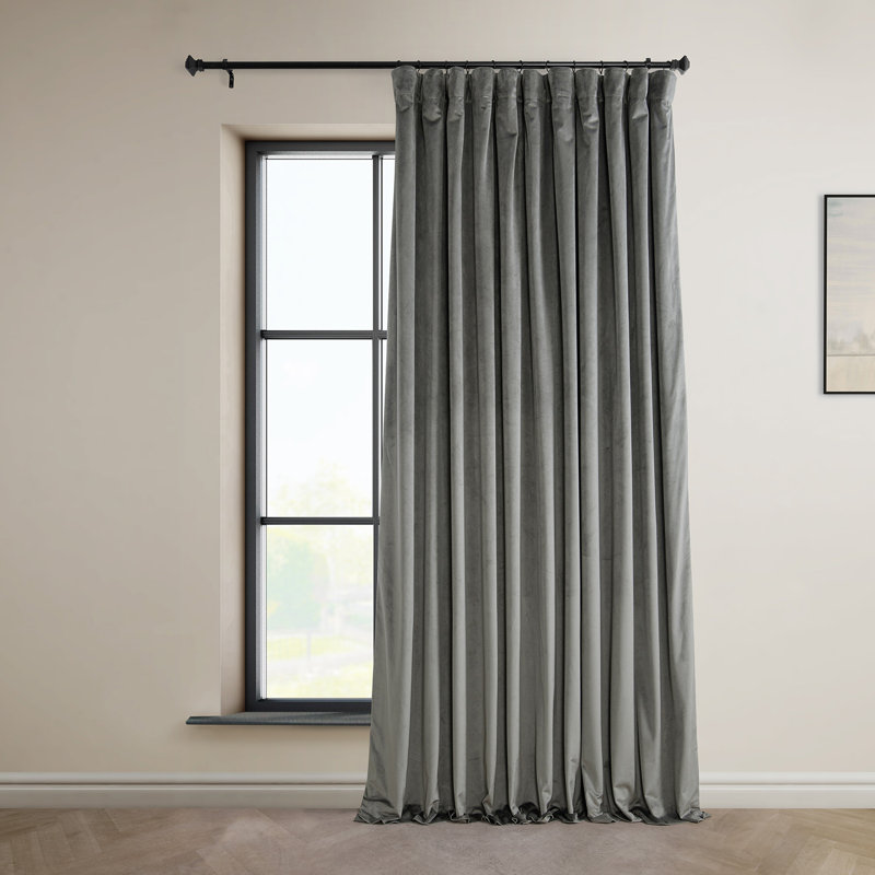 Loria Plush Velvet 100% Blackout Curtains For Bedroom, Living Room - Single Panel, 50" W x 108" L, Nightlife Gray