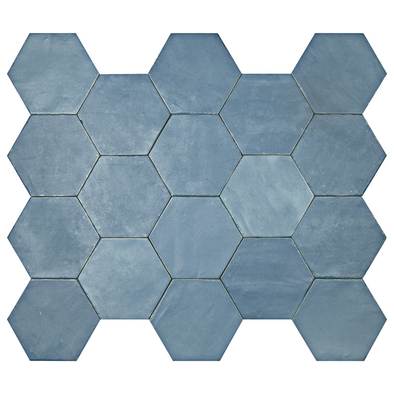 Geometric Hexagon 6" x 6" Porcelain Wall & Floor Tile, Blue