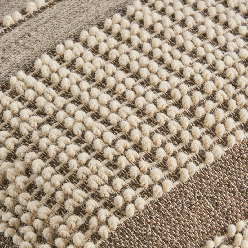 Rustic Wool And Cotton Large Pouf, Brown