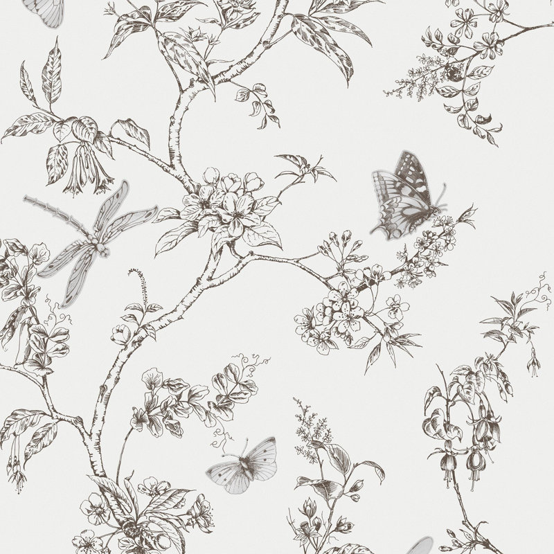 Kitchen & Bathroom Superfresco Easy Nature Trail Butterfly Wallpaper, White Mica