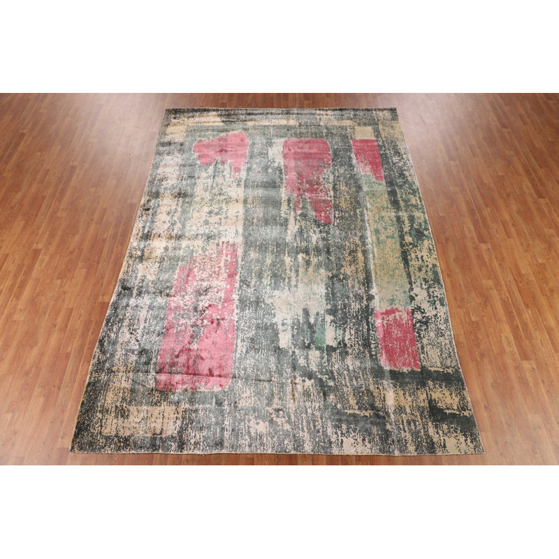 Tapis moderne en laine à motif abstrait All-Over 8 x 11