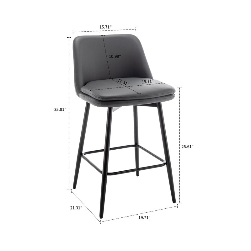 Belcara Swivel Upholstered 25.61'' Seat Height Counter Stools, 2 Pcs/Set