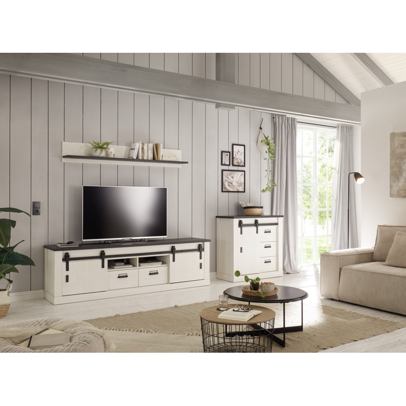 Jackeline Living Room Walls for TVs up to 75", White/Black