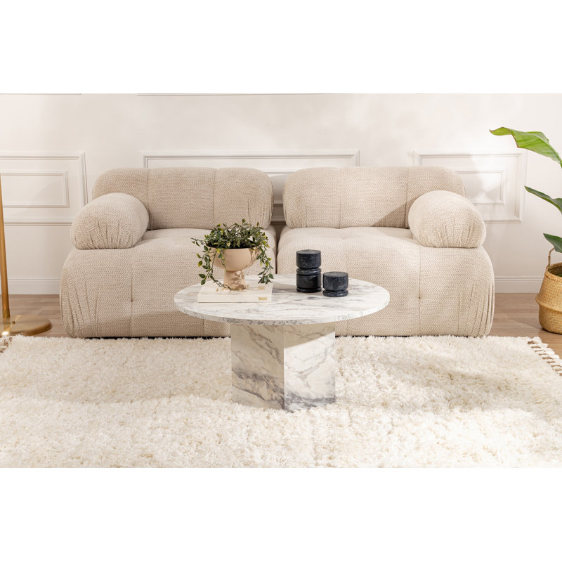 Chrisina Modern Freesia Marble Coffee Table, 31.5 x 15.7 x 31.5 inches | 100% MDF with 0.7-inch Thickness | Stylish and Functional Design for Living Room | Perfect for Contemporary Décor | Durable and Easy to Clean Surface