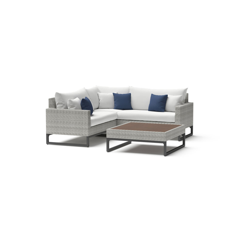 Sameko Outdoor 4 - Piece Conversation Set, Gray, Cast Coral Sunbrella® Plainweave