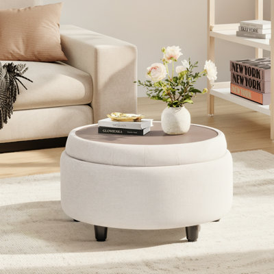 25'' Oversized Upholstered Round Storage Ottoman