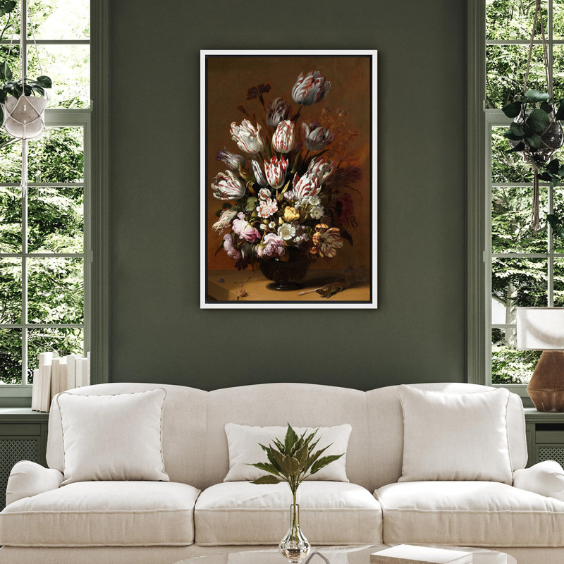 Arrangement de tulipes et de roses somptueuses de style baroque, illustrations florales classiques, campagne française rustique