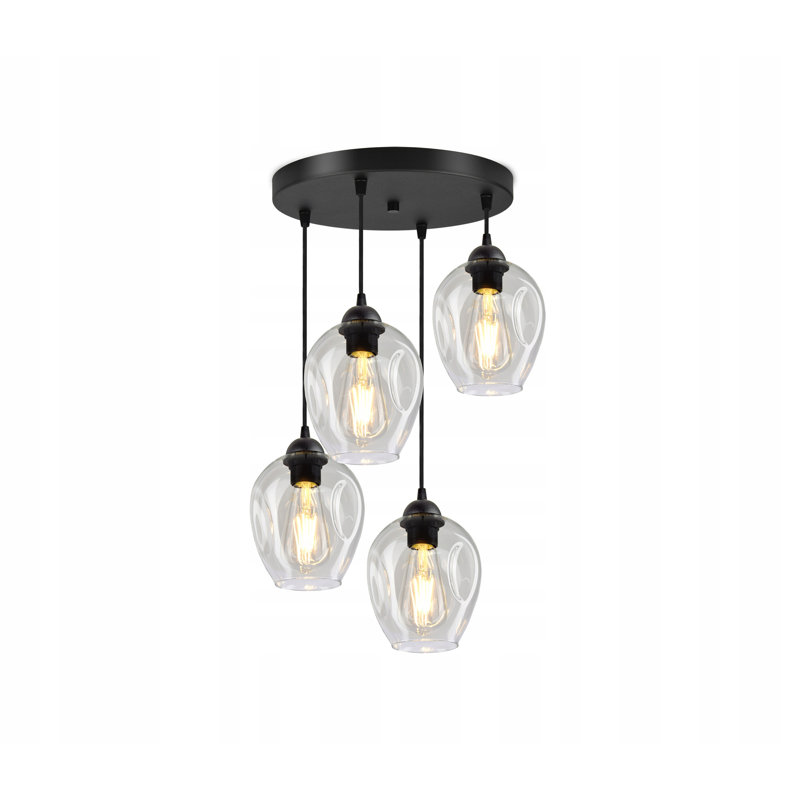 Thame 4 - Light Black Cluster Pendant, Transparent