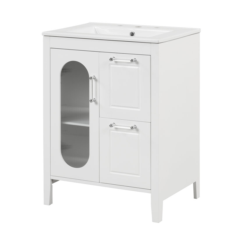 Meuble-lavabo 24 po avec lavabo en céramique, Blanc