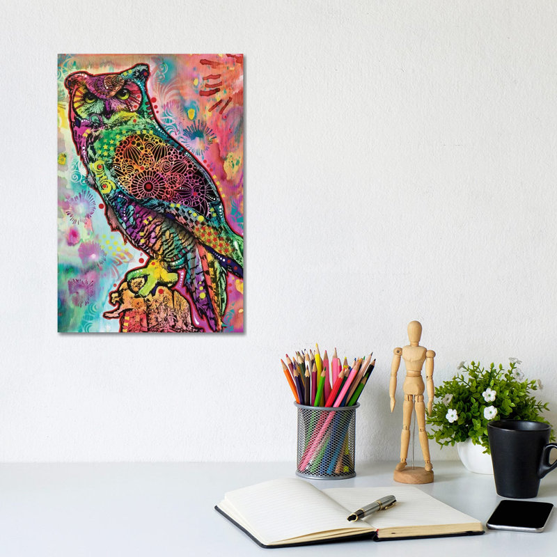 Wise Owl by Dean Russo - Wrapped Canvas Print, 20.32 cm H x 30.48 cm W