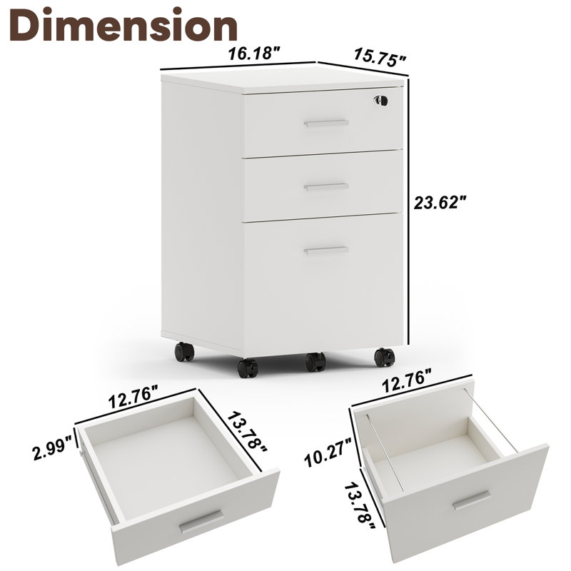 Japha 3 Drawer Storage Drawer, White
