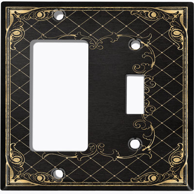 French Victorian Frame Black 2 - Gang Combination Standard Wall Plate