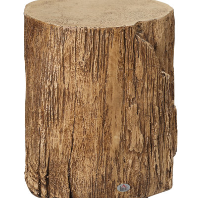 Tabouret en béton en forme d'arbre, table décorative à plateau rond, finition naturelle, pour intérieur et extérieur, robuste, supporte jusqu'à 90 kg, plateau imitation bois, diamètre 37 cm