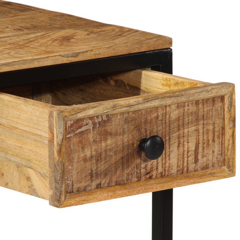 Solid Wood Top Metal Base Writing Desk