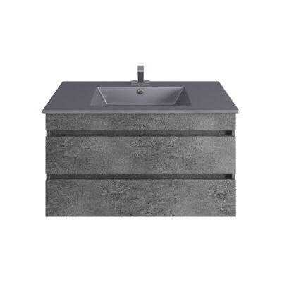 Meuble-lavabo simple suspendu 36 po avec comptoir en pierre Towne