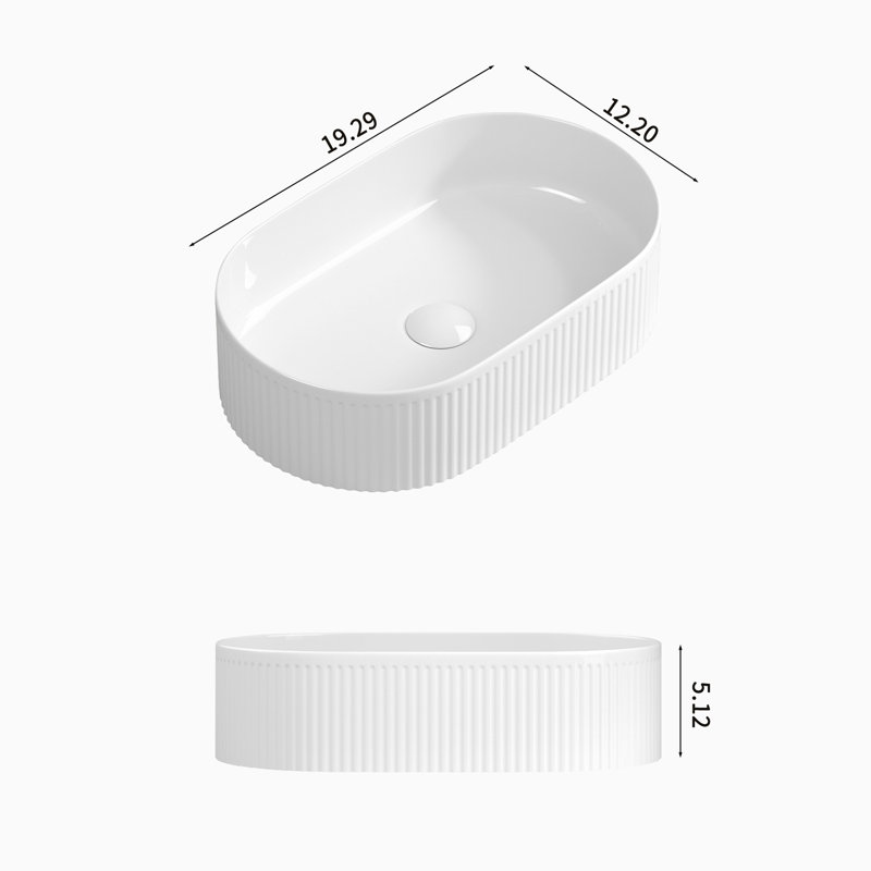Lavabo de salle de bain vasque en céramique blanche de dessus de comptoir rectangulaire 19,29 "Topcraft