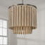 Luminaire suspendu en laiton foncé l 24 po x H 21 po avec bois de manguier fabriqué à la main et teinte gris nordique