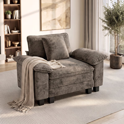 53.5" Comfy Cloud Couch Deep Seat Sofa Chair With Throw Pillow