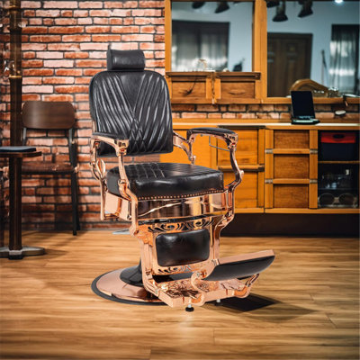 Vintage Style Heavy Duty Hydraulic Recline Square Twill Backrest Barber Chair
