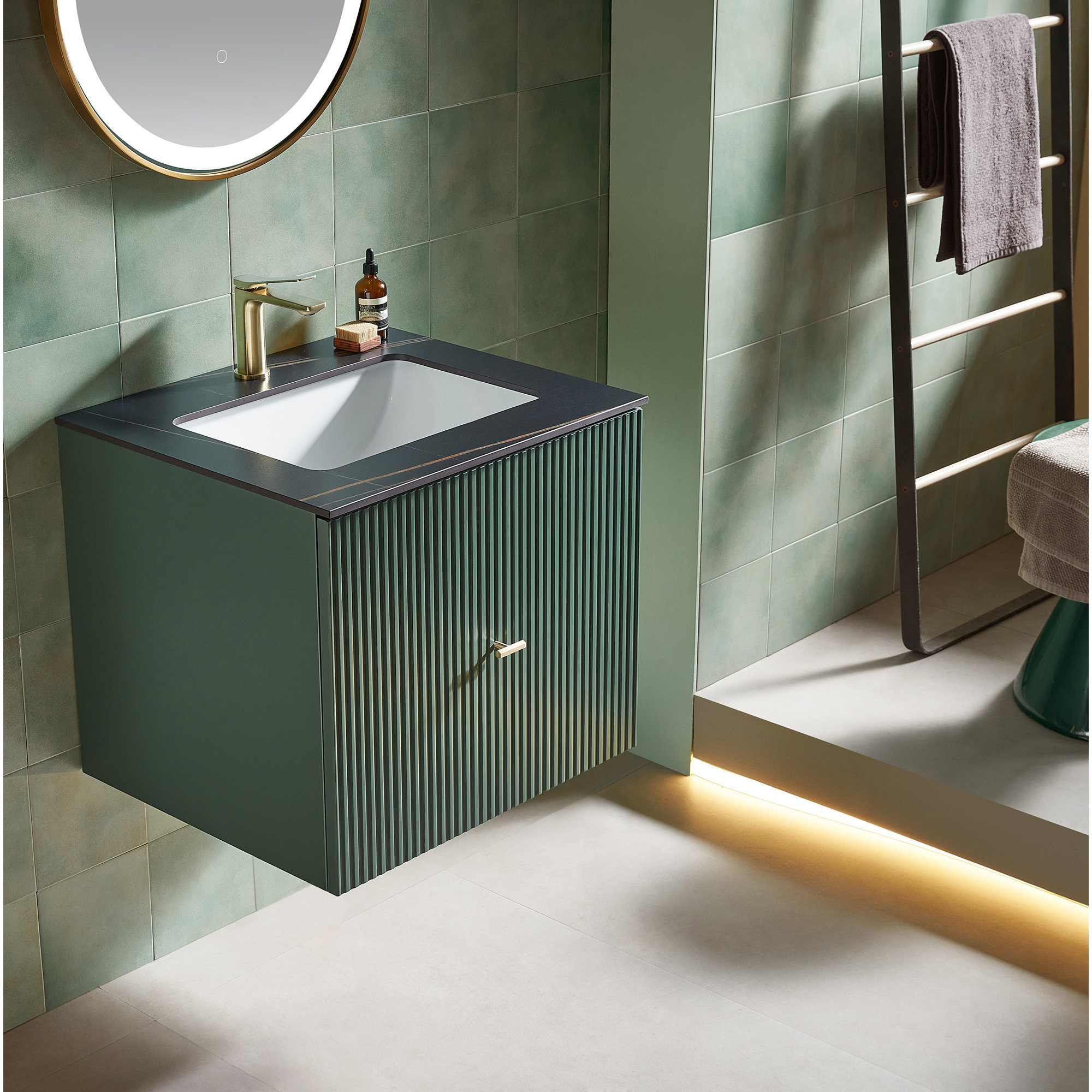 Jamell With Countertop, Forest Green, Black