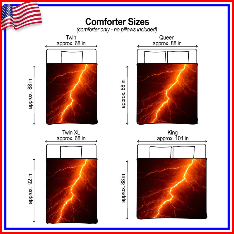 Bright Lightning Bolt Comforter, Twin Extra Long