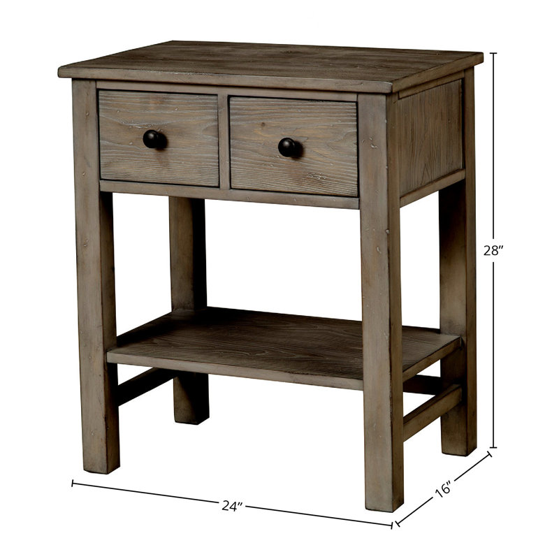 Table de chevet 2 tiroirs Crawley, Gris naturel