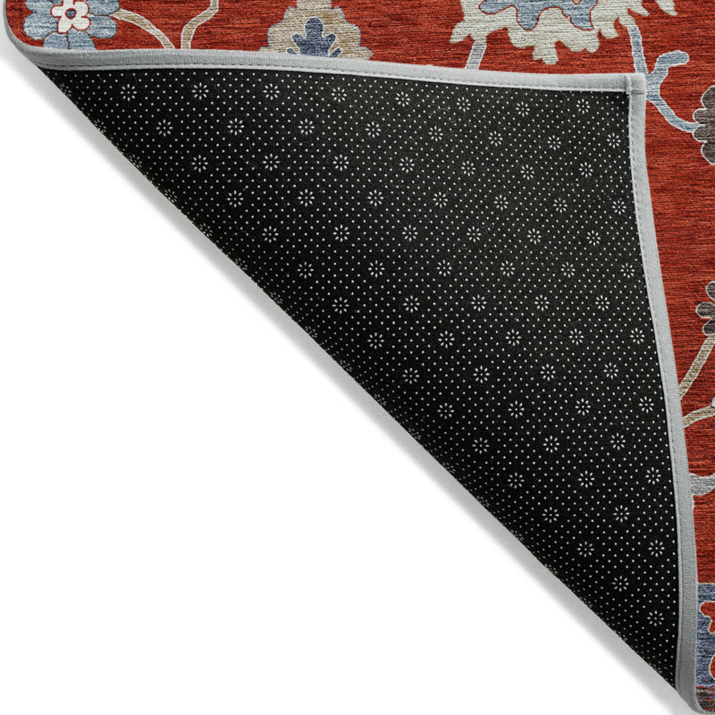 Tapis d'intérieur lavable à motif floral gris 5 pi x 8 pi