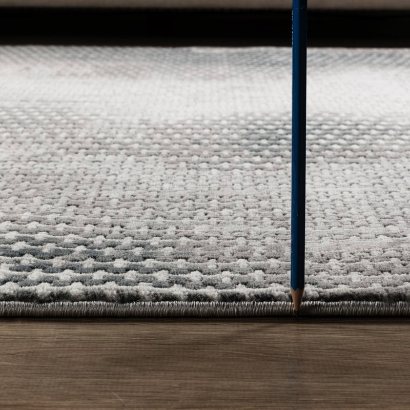Tapis de couloir abstrait et gris 0,44 po Poils, teinture douce pour les salons contemporains fabriqués à la machine, espaces variés de 11,49 lb