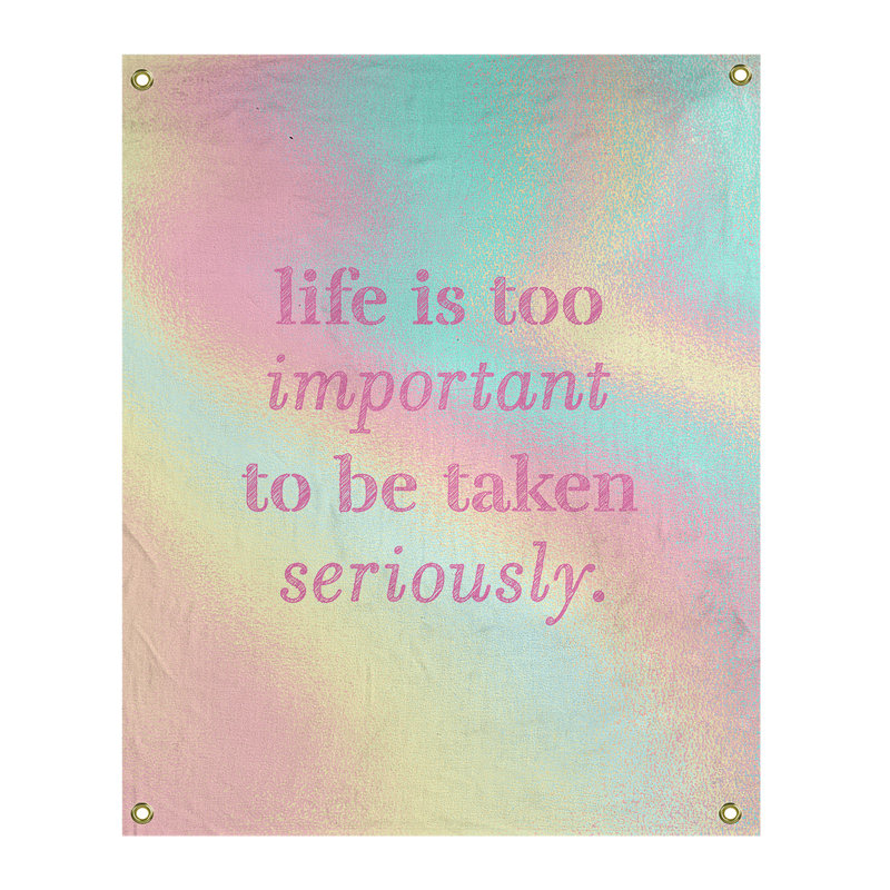 Tapisserie de levity et citation en polyester, H 36 po x l 26 po, Arc-en-ciel pastel