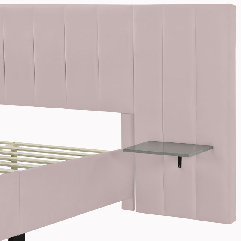 Anyston Upholstered Platform Bed, Pink, Queen