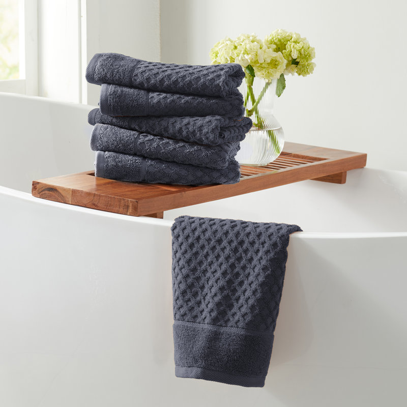 Ensemble de serviettes 100% coton ultra doux et absorbant, Bleu pierre, Essuie-mains - paquet de 6