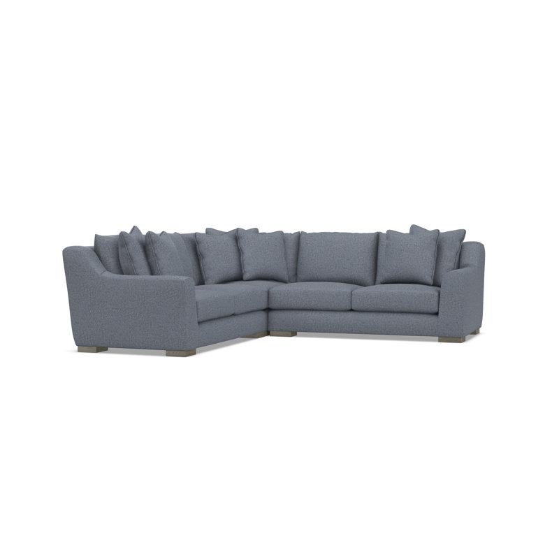 Bernhardt Gabi 3-Piece Fabric Sectional, Teal Polyester, 35" H x  110" W x 110" D, Symmetrical