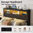 Revan Ivy Bronx Bed Frame With Storage Headboard&footboard, Wooden Platform Bed With Charging Station&led Light,no Box Spring Needed-910134177-910134206