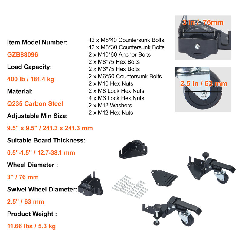 Mobile Base Heavy Duty Universal Stand 400 lbs Capacity For Tools Machines