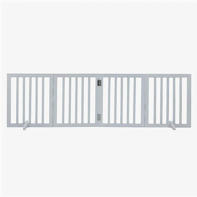 Barrière autoportante autoportante pour chien H 24 po x l 80,3 po, barrière pour chien pliable à 4 panneaux pour les couloirs larges et étroits, barrière pour chien extensible avec support de pied silencieux pour l'intérieur, blanc