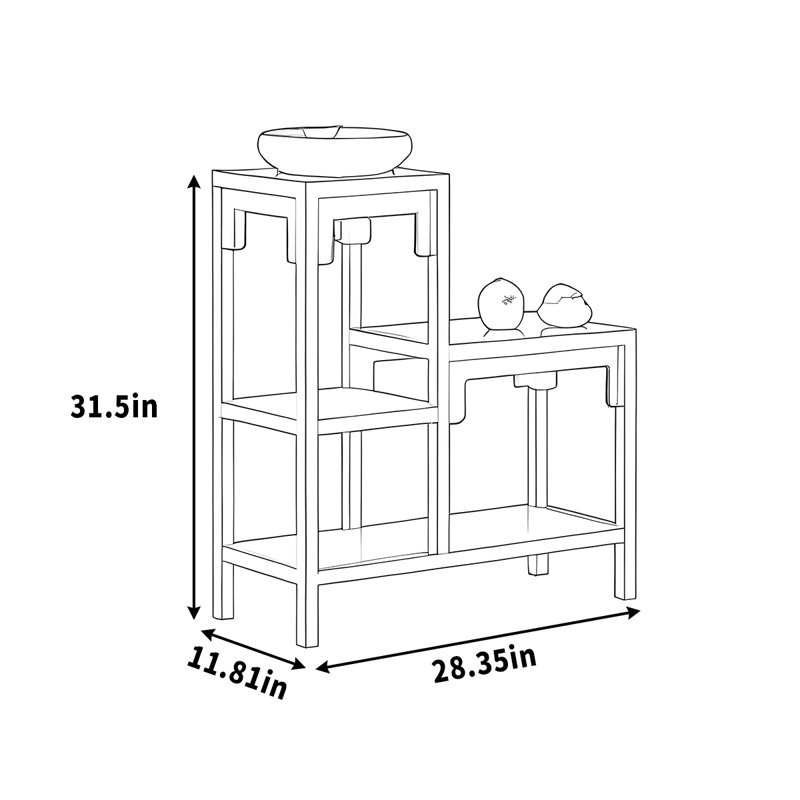 Porte-bonsaï en bois massif multi-niveaux, Tanné