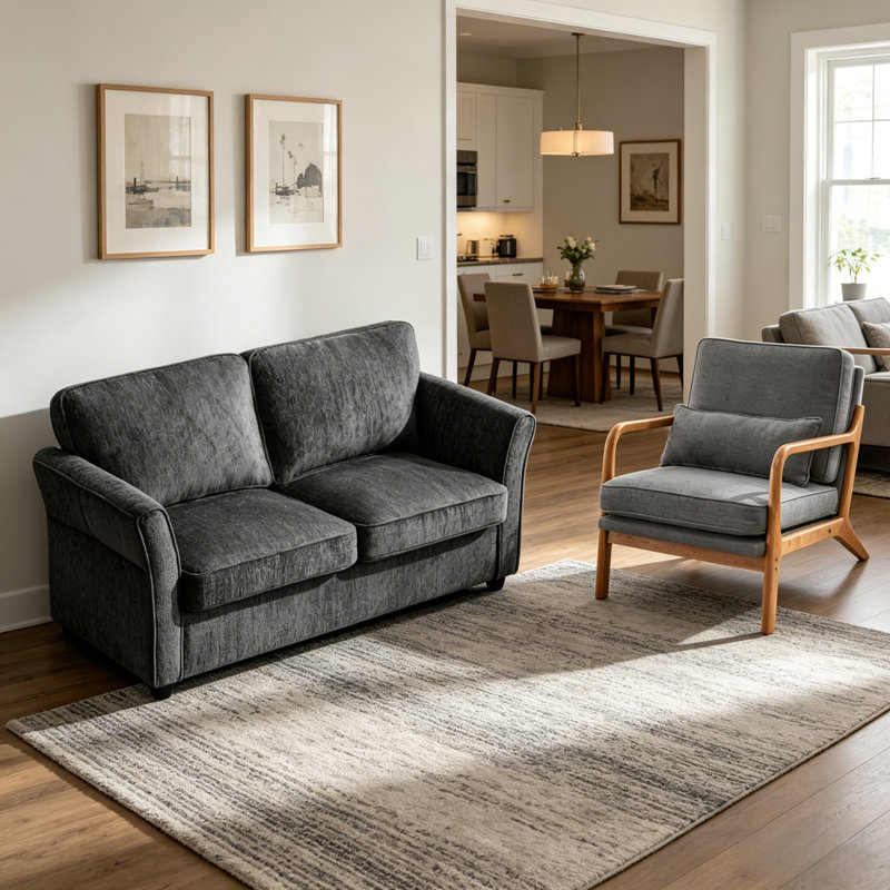 Ensemble 2 pièces de causeuse et fauteuil d'appoint, Grey