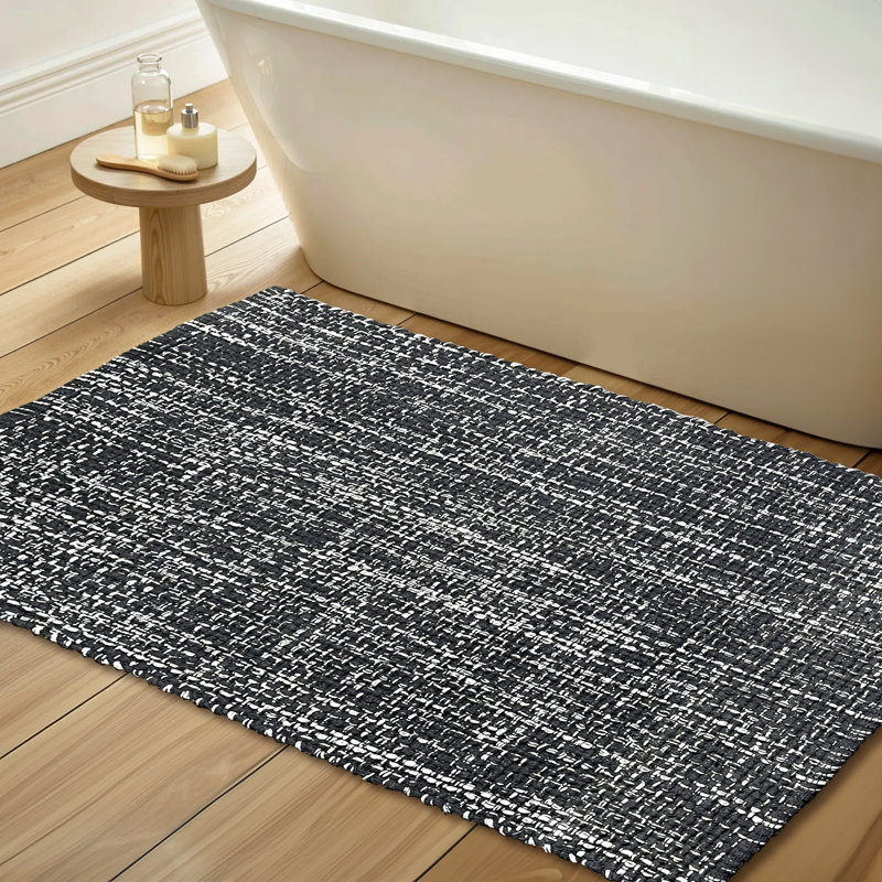 Bath Rug, 60" L x 36" W , Black/White