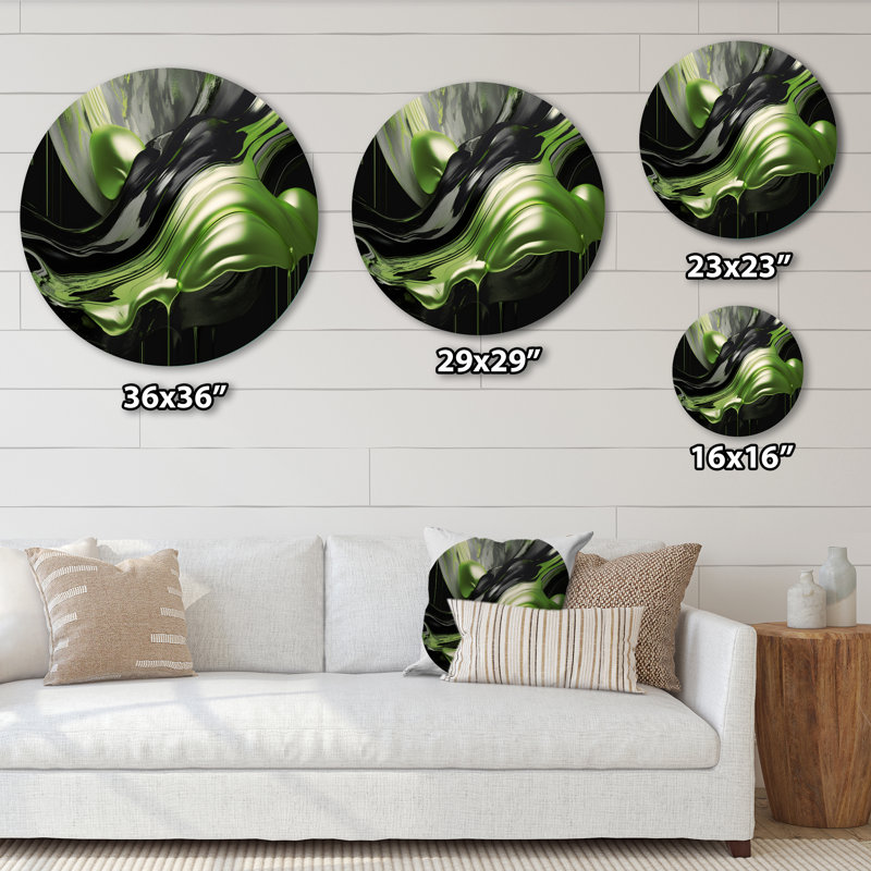 Captivating Marble Ii - Décoration murale abstraite sur métal, L 23 po x H 23 po, Green