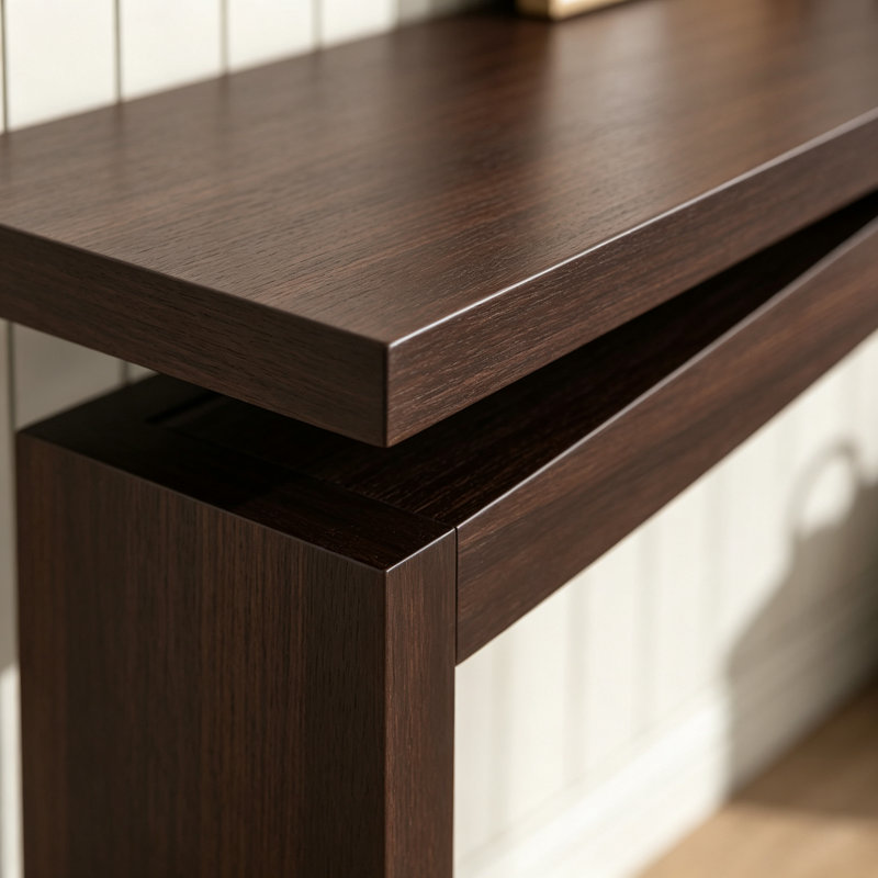Console Mid-Century, H 31,5 po x l 78,7 po x P 11,8 po, Marron foncé, Marron foncé, Marron foncé