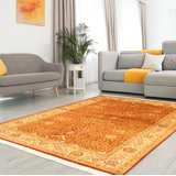 Tapis décoratif en laine noué à la main de conception persane et unique noué à la main new age paki 18/20 orange brûlé 5 pi 1 po x 8 pi 1 po