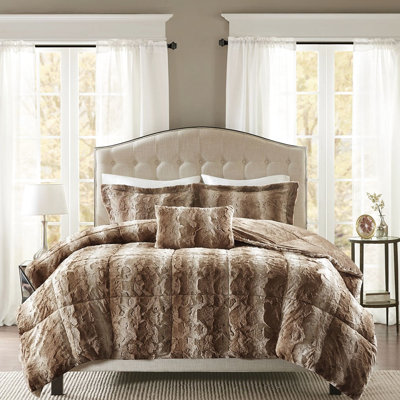 Édredon très grand en fausse fourrure, doux, chaud, très grand 4 pièces, brun, luxueux, doux
