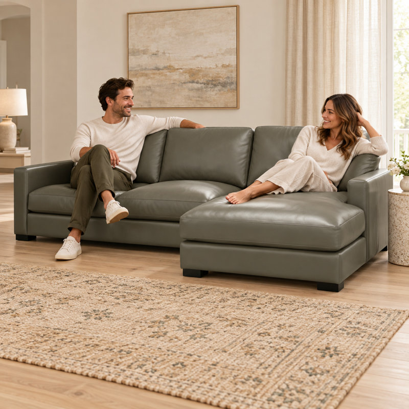 Canapé modulaire en cuir Eudia, Orienté à droite